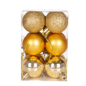 Yılbaşı Topu Simli Mat Parlak 12'li Set Gold 4 Cm.