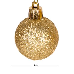 Yılbaşı Topu Simli Mat Parlak 12'li Set Gold 4 Cm.