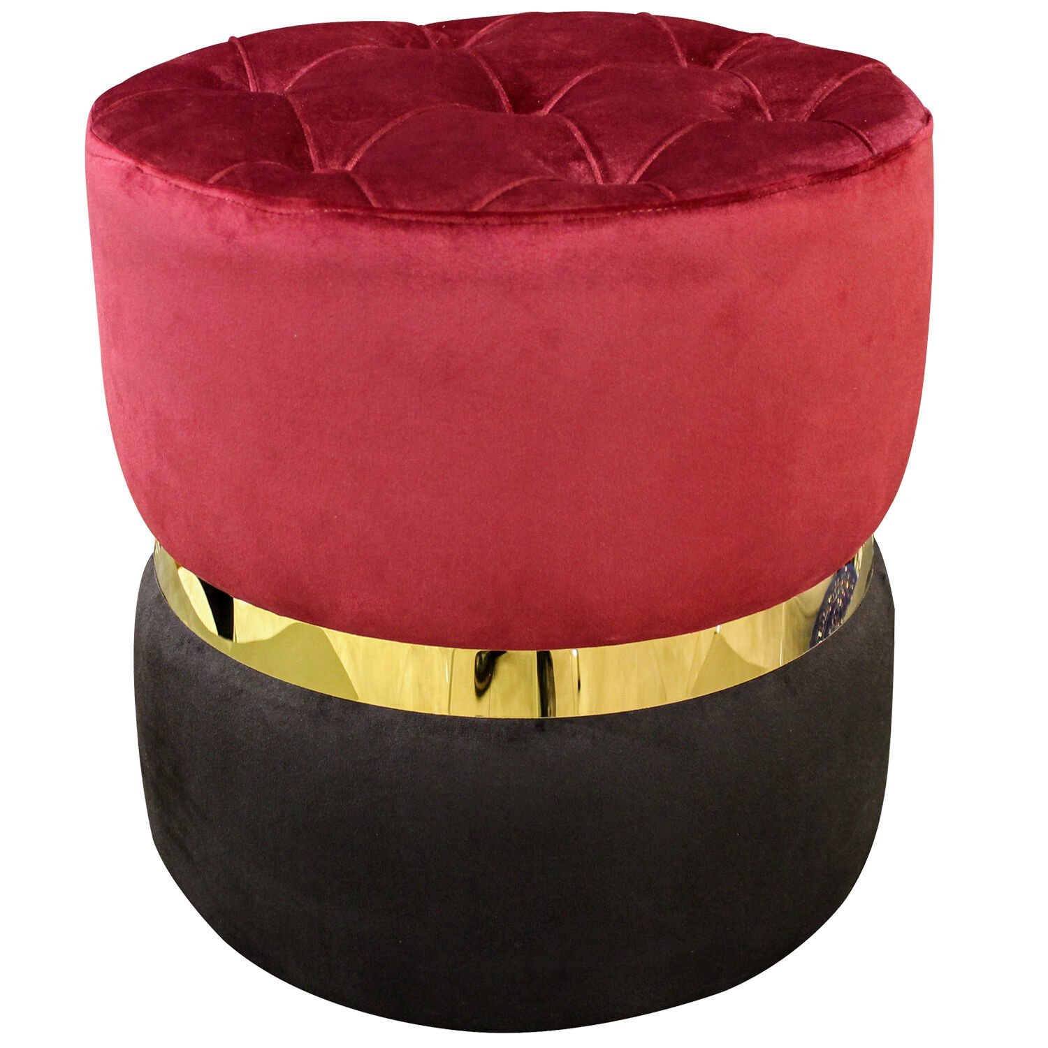 Modern Silindir Puf Bordo-Siyah 42 x 42 Cm.