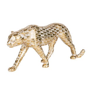 Dekoratif Biblo Leopar Gold-Beyaz 44x17 Cm.