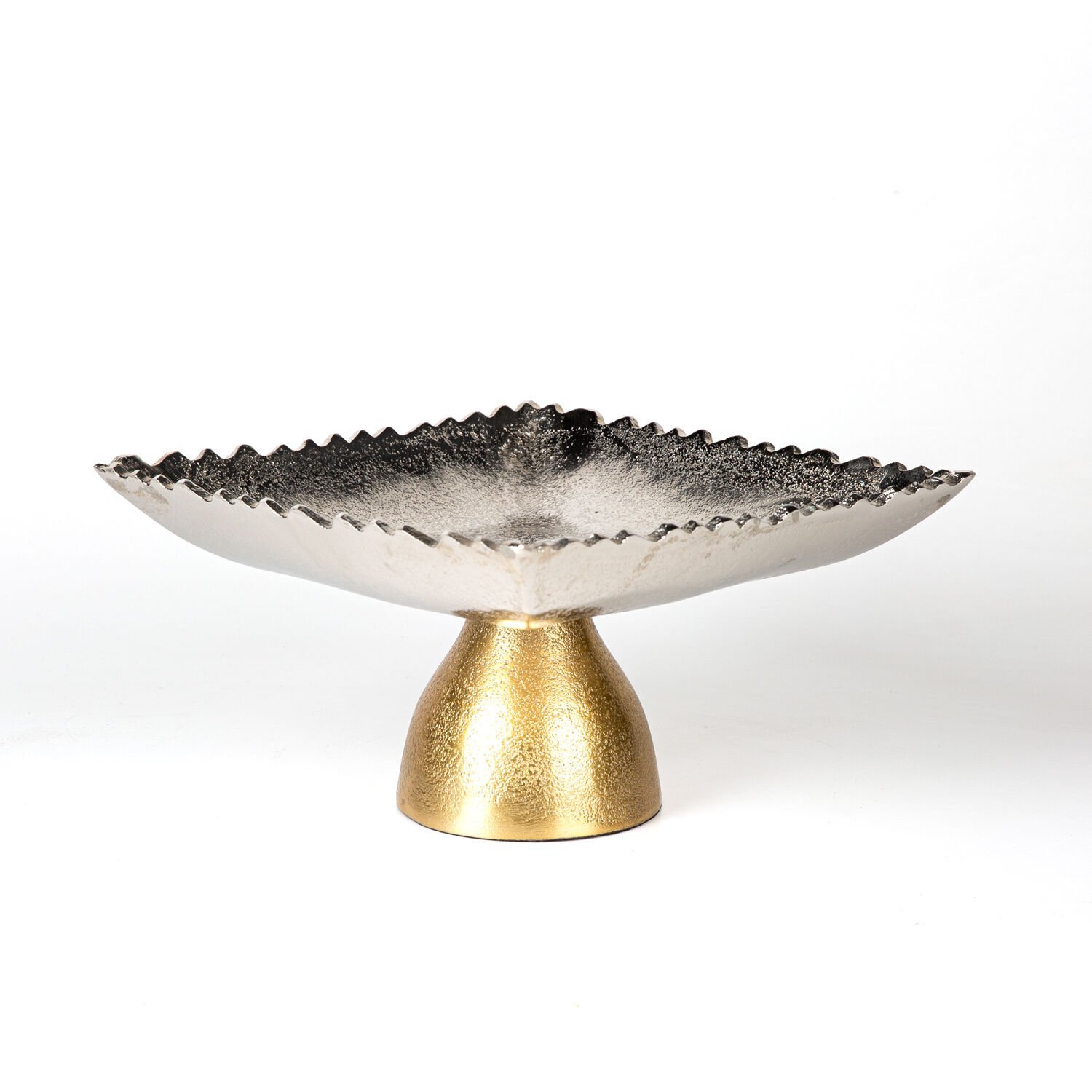 Dekoratif Metal Ayaklı Kare Tabak Gümüş-Gold 24x13x24 Cm.