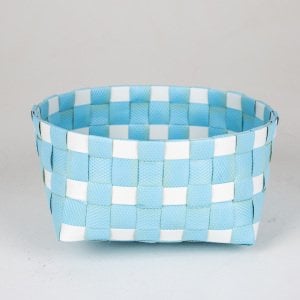 Veramaya Rattan Hasır Sepet Mavi Beyaz 18x10 Cm