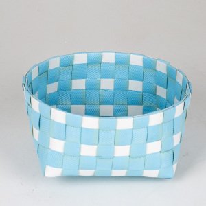 Veramaya Rattan Hasır Sepet Mavi Beyaz 18x10 Cm