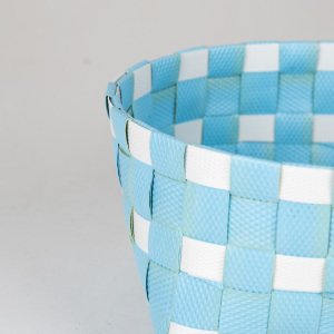 Veramaya Rattan Hasır Sepet Mavi Beyaz 18x10 Cm