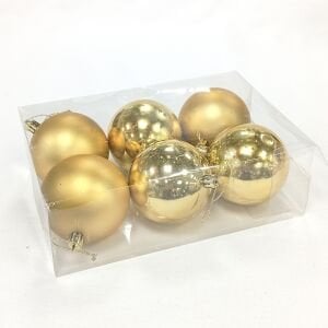 Yılbaşı Topu, Gold - 6'lı Paket, 8 cm
