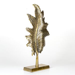 Dekoratif Metal Kaideli Yaprak Gold Eskitme 23x48x9,5 Cm.