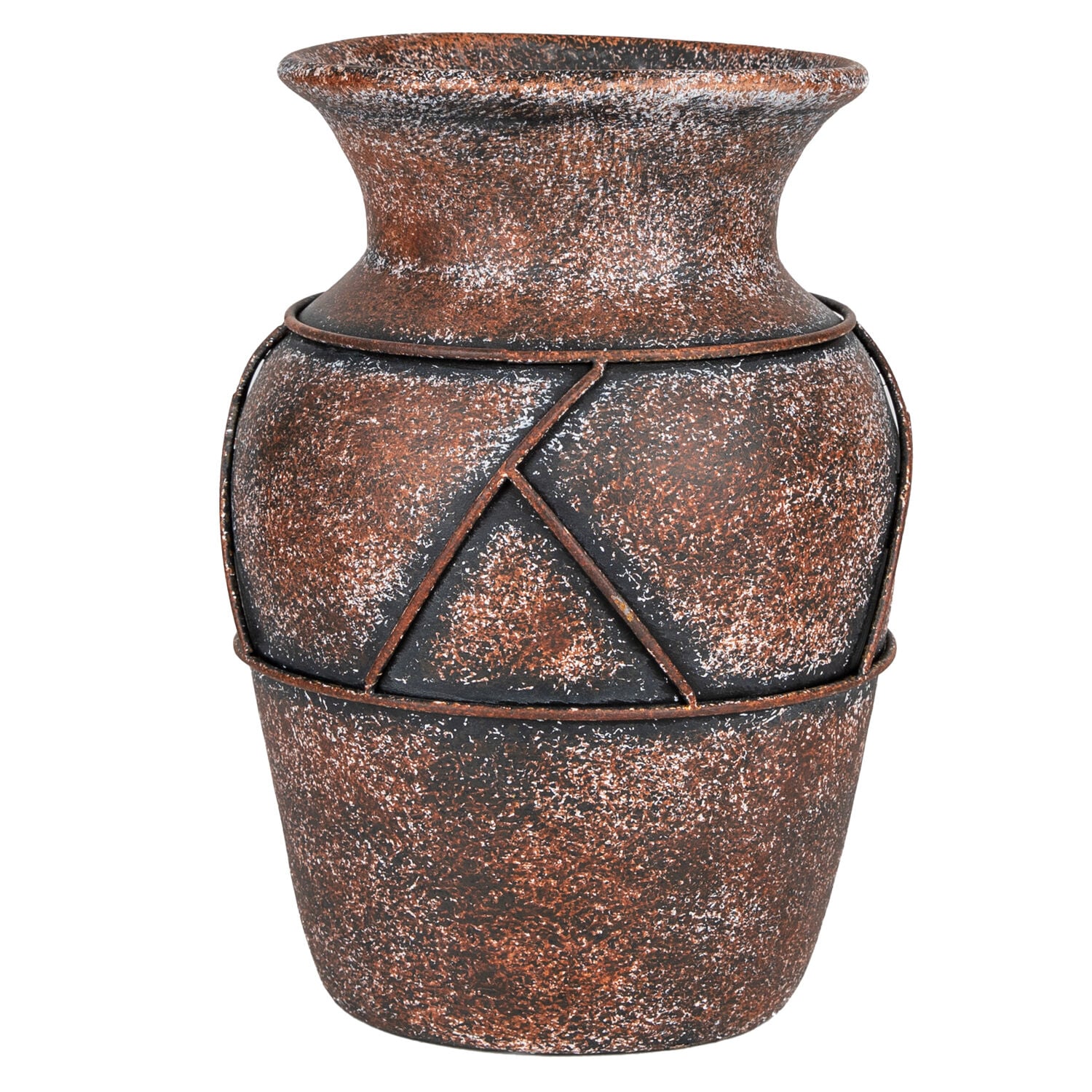 Dekoratif Eskitme Antik Görünümlü Vazo Bronz-Kahverengi 16x24 Cm.
