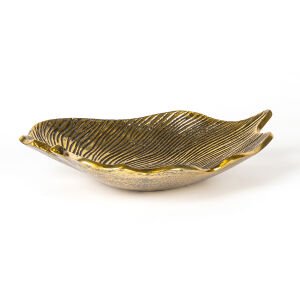 Dekoratif Metal Yaprak Tabak Gold Eskitme 33x6x25 Cm.