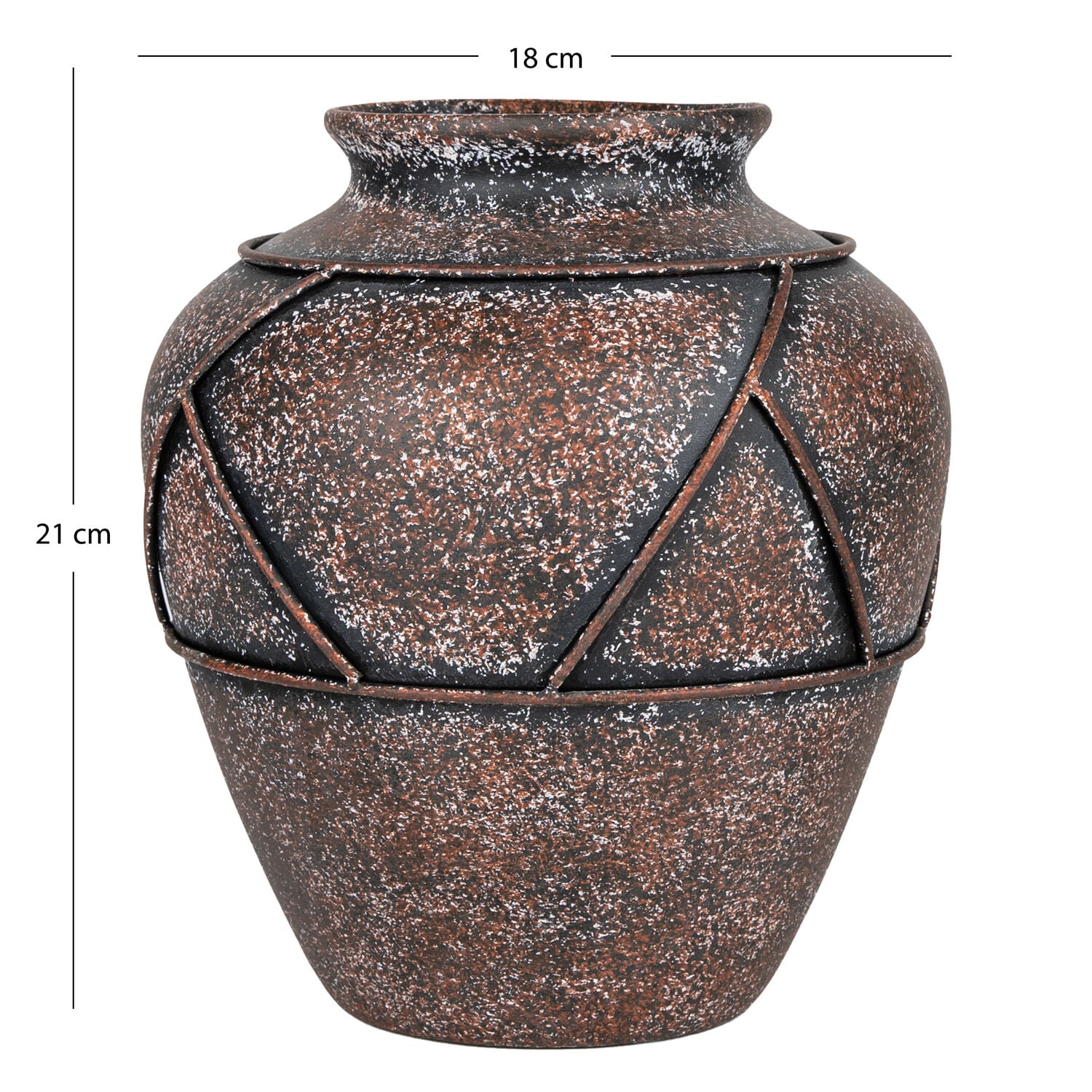 Dekoratif Eskitme Antik Görünümlü Vazo Bronz-Kahverengi 18x21 Cm.
