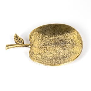 Dekoratif Metal Elma Tabak Gold 23x3x18 Cm.