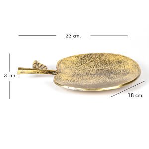Dekoratif Metal Elma Tabak Gold 23x3x18 Cm.