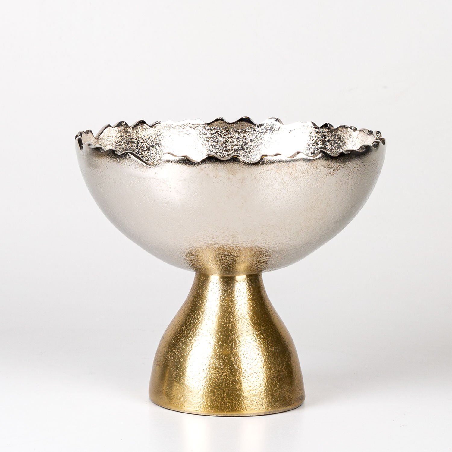 Dekoratif Metal Ayaklı Kase Gümüş-Gold 20x17x20 Cm.