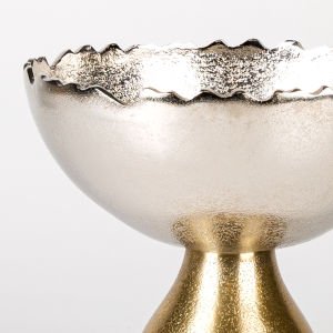 Dekoratif Metal Ayaklı Kase Gümüş-Gold 20x17x20 Cm.