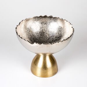 Dekoratif Metal Ayaklı Kase Gümüş-Gold 20x17x20 Cm.