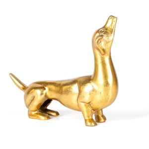 Dekoratif Metal Köpek Gold 22.5x18x5.5 Cm.