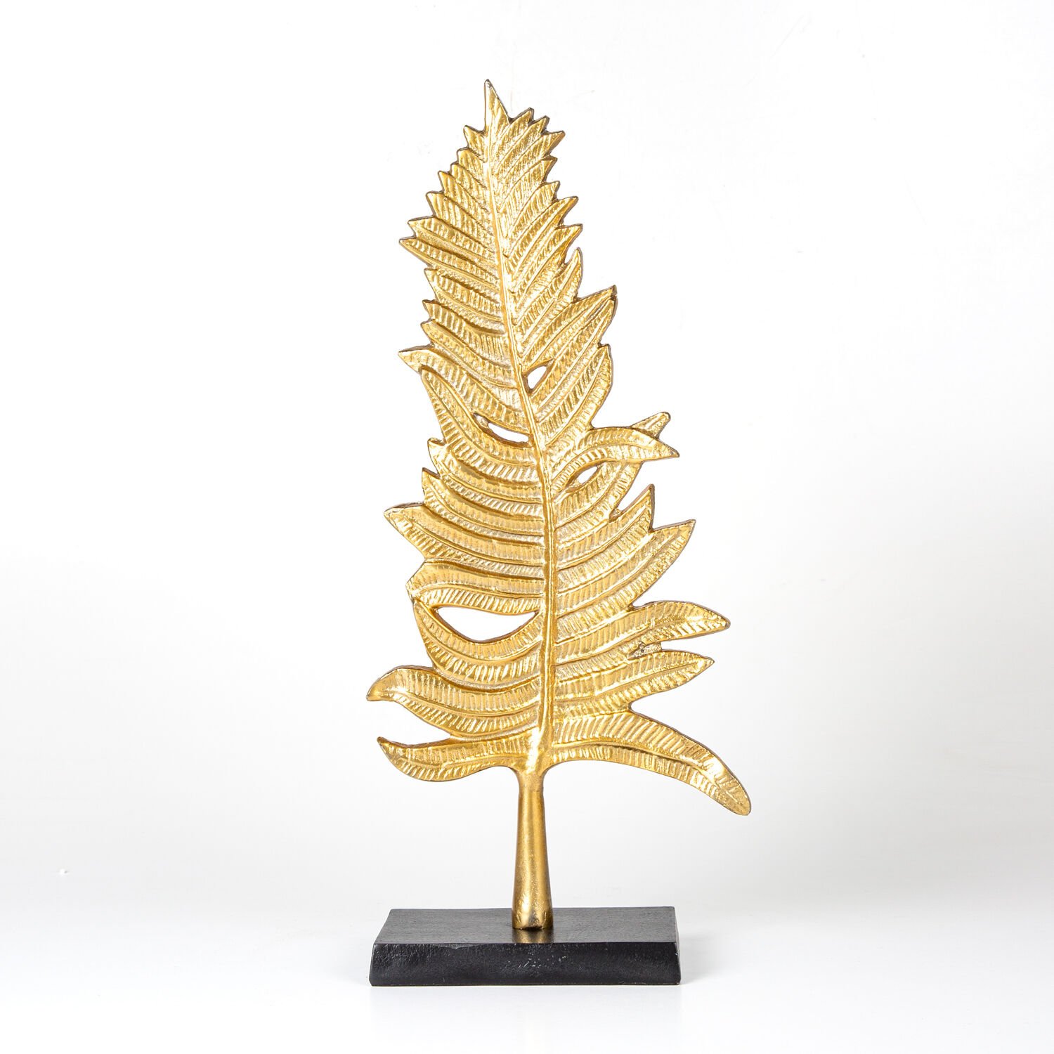 Metal Dekor, Yaprak, Siyah Kaideli, Gold-Siyah - 22x50x9 cm