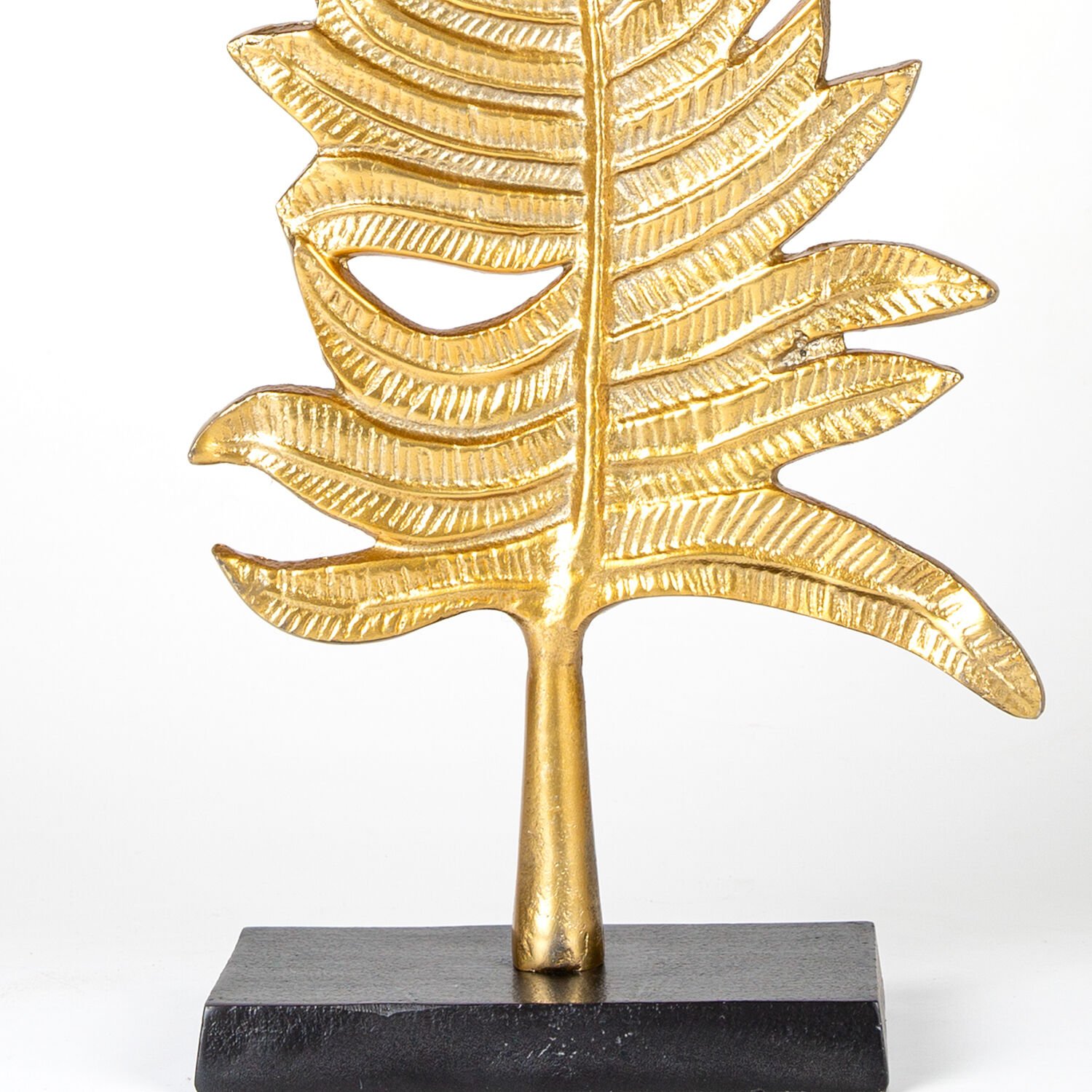 Metal Dekor, Yaprak, Siyah Kaideli, Gold-Siyah - 22x50x9 cm
