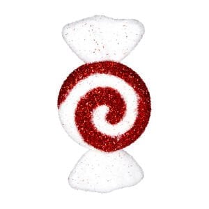 Yılbaşı Ağaç Süsü, Şeker Figür, Kırmızı-Beyaz - 20x36 cm