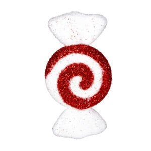 Yılbaşı Ağaç Süsü, Şeker Figür, Kırmızı-Beyaz - 15x28 cm