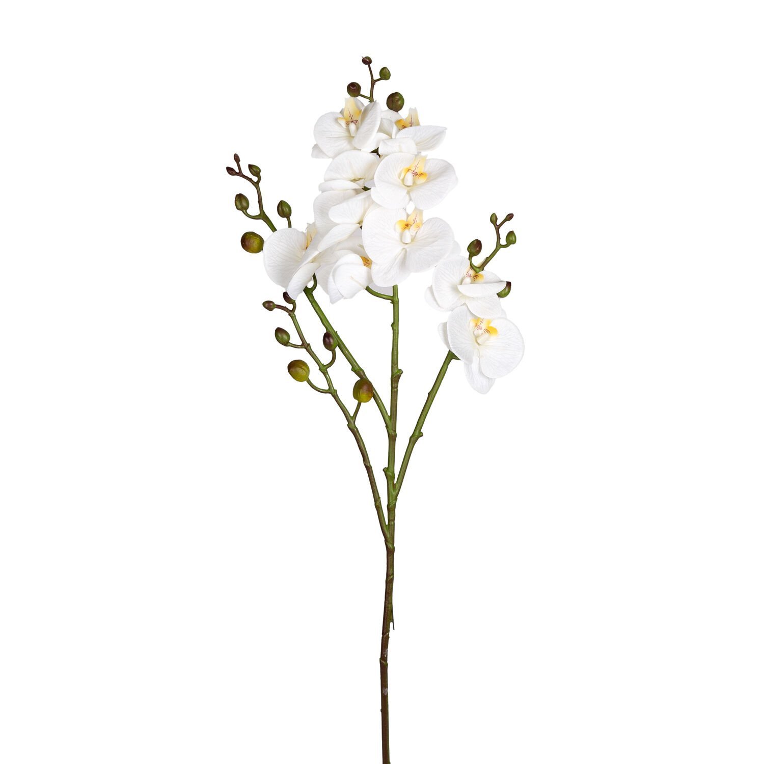 Yapay Çiçek, Orkide, Gerçek Dokulu, Beyaz - 80 cm