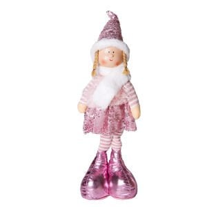 Yılbaşı Süsü, Ayakta Peri Figürü, Pembe - 17x44cm