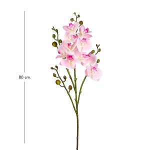 Yapay Çiçek, Orkide, Gerçek Dokulu, Pembe - 80 cm