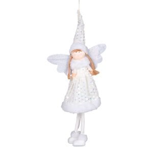Yılbaşı Süsü, Peri Figürlü, Lame-Beyaz - 18x45 cm