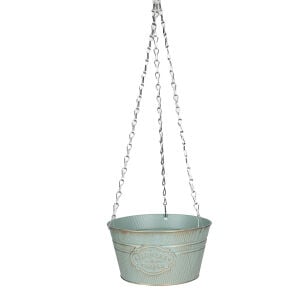 Metal Çiçek Saksısı Asılabilir Buz Mavisi 22x12 Cm.