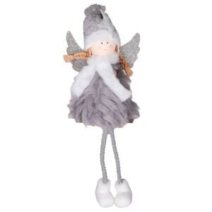 Yılbaşı Süsü, Peri Figürlü, Gri - 11x34 cm