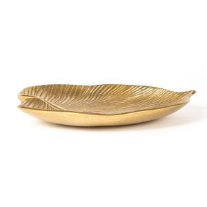 Dekoratif Metal Yaprak Tabak Gold 29x3,5x28 Cm.