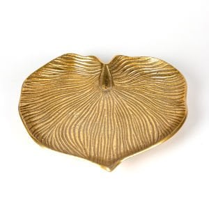 Dekoratif Metal Yaprak Tabak Gold 29x3,5x28 Cm.
