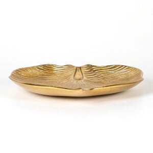 Dekoratif Metal Yaprak Tabak Gold 29x3,5x28 Cm.