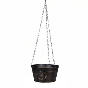 Metal Çiçek Saksısı Asılabilir Gold Eskitme 22x12 Cm.