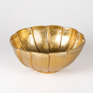 Dekoratif Metal Yuvarlak Kase Gold 24x10x24 Cm.