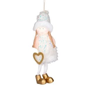 Yılbaşı Süsü, Peri Figürlü, Gold-Beyaz - 12x40 cm