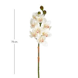 Yapay Çiçek, Orkide, Gerçek Dokulu, Beyaz - 75 cm