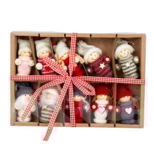 Yılbaşı Süsü, Örgü Figür, Karışık Renkli - Kutulu, 10'lu Paket, 8 cm