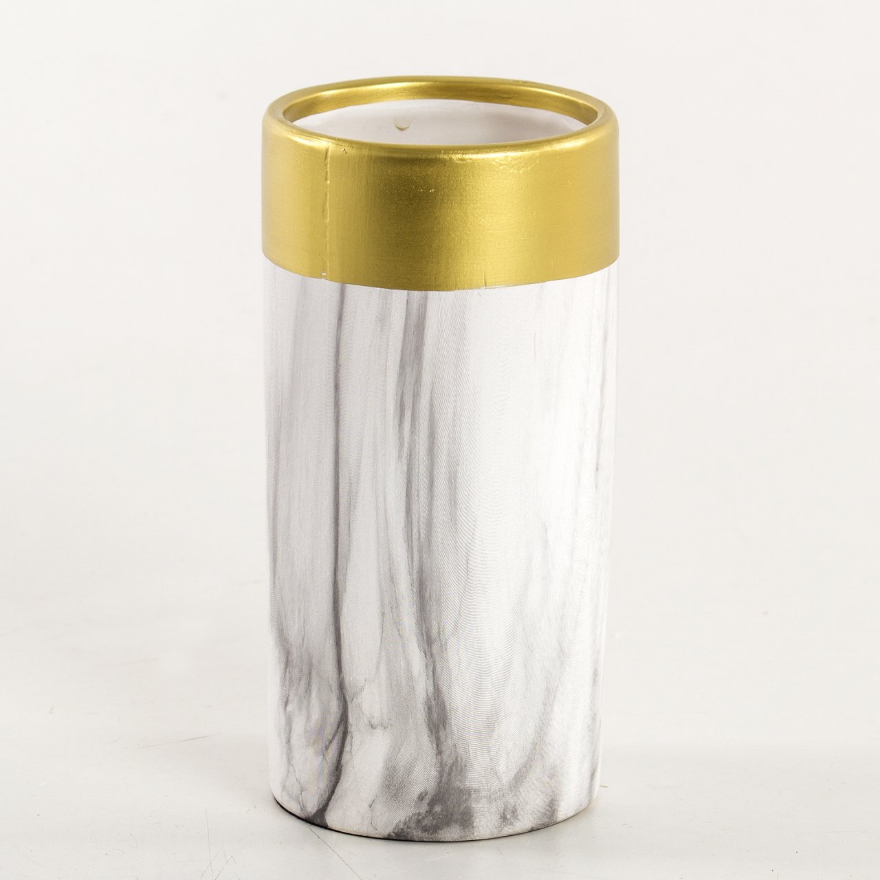 Gold/mermer Desenli Seramik Vazo 8,5x20 Cm