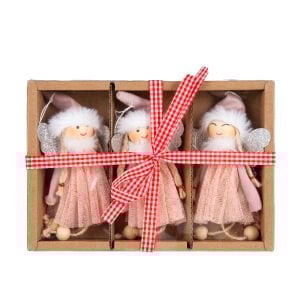 Yılbaşı Süsü, Peri Figürleri, Pembe, Kutuda - 3 'lü Paket