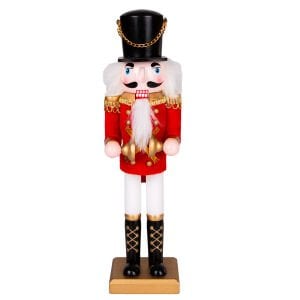 Yılbaşı Süsü, Kurşun Adam, Fındıkkıran, Kırmızı-Beyaz - Zil Çalan, 7,5x30 cm