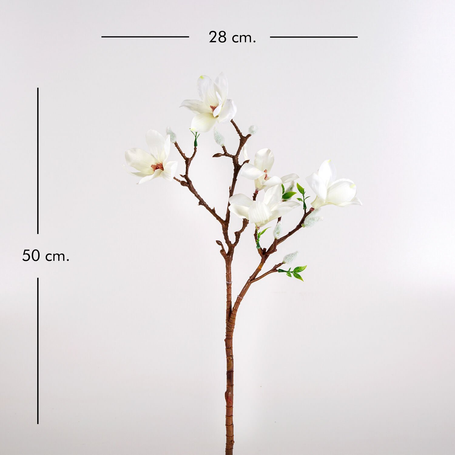 Yapay Çiçek, Manolya Dal, Krem - 50 cm