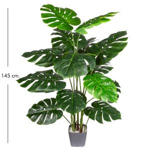 Yapay Monstera - Deve Tabanı Ağacı, Gerçek Dokulu - 15 Yaprak, 145 cm