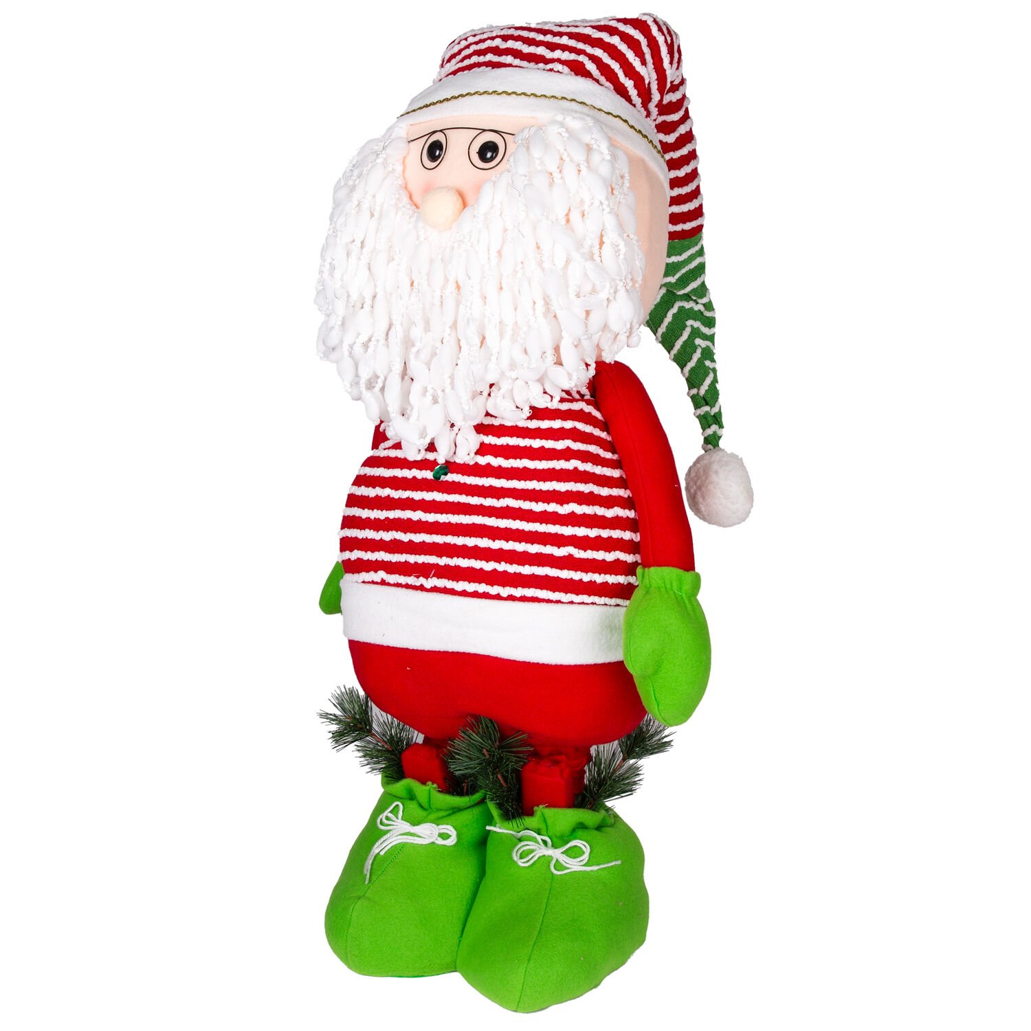 Yılbaşı Süsü, Noel Baba, Kırmızı-Yeşil - Uzayan Ayaklı, Çizgili
