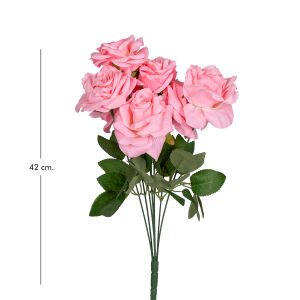 Yapay Gül Buketi 7 Çiçekli Pembe 42 Cm.