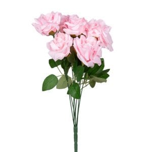 Yapay Gül Buketi 7 Çiçekli Açık Pembe 42 Cm.