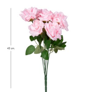 Yapay Gül Buketi 7 Çiçekli Açık Pembe 42 Cm.