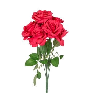 Yapay Gül Buketi 7 Çiçekli Kırmızı 42 Cm.
