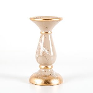 Seramik Mumluk Mermer Dekor Bej 18 Cm. No:2