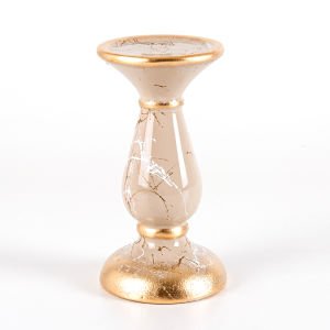 Seramik Mumluk Mermer Dekor Bej 18 Cm. No:2