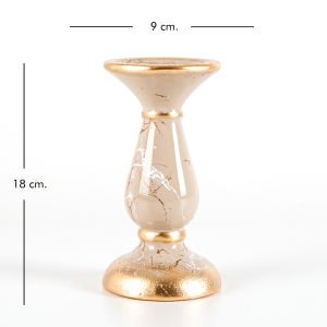 Seramik Mumluk Mermer Dekor Bej 18 Cm. No:2